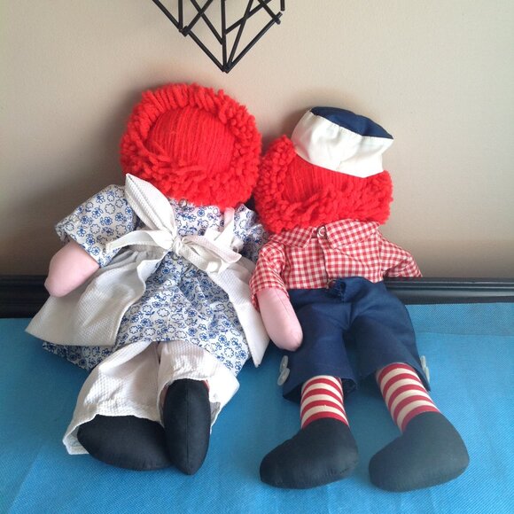 Vintage Raggedy Ann and Andy Plush Decorative Dolls - Picture 7 of 13